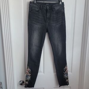 DRIFTWOOD Black Embroidered Skinny Jeans Jackie 27